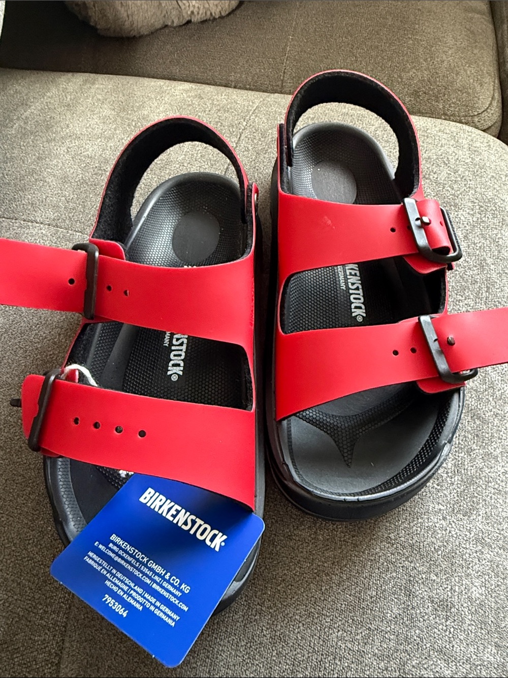 Birkenstock Kids Red Two-Strap EVA Sandals